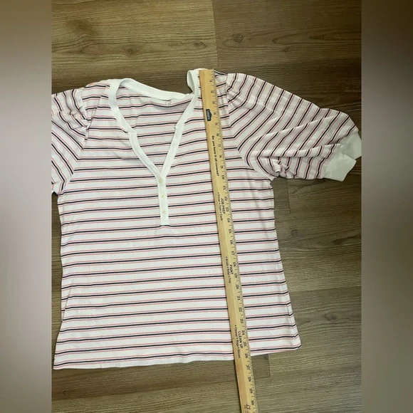 Gap Stripe Henley Puff Sleeve Top Size XXL - Picture 12 of 12